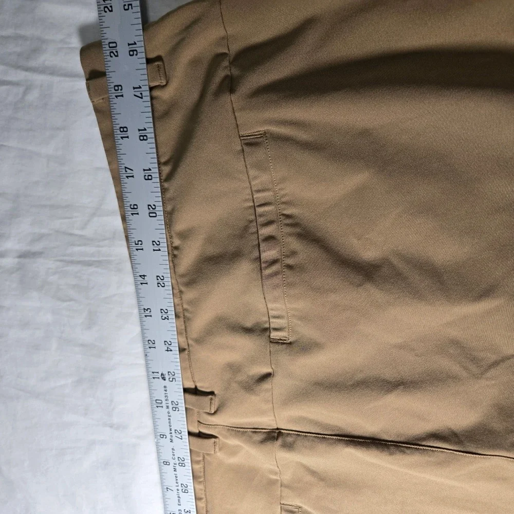 CRZ YOGA Golf Pants Tan 40W Flat Front Technical Stretch Trousers 40x28.5